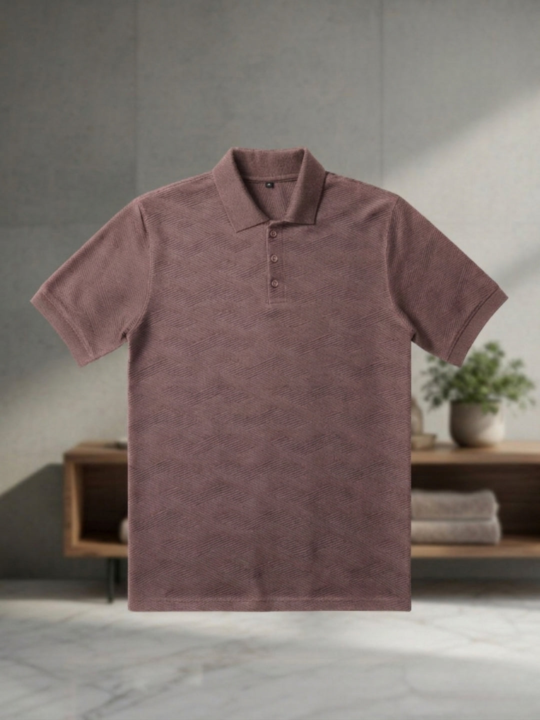 Men’s Premium Textured Polo T-Shirt L-BROWN