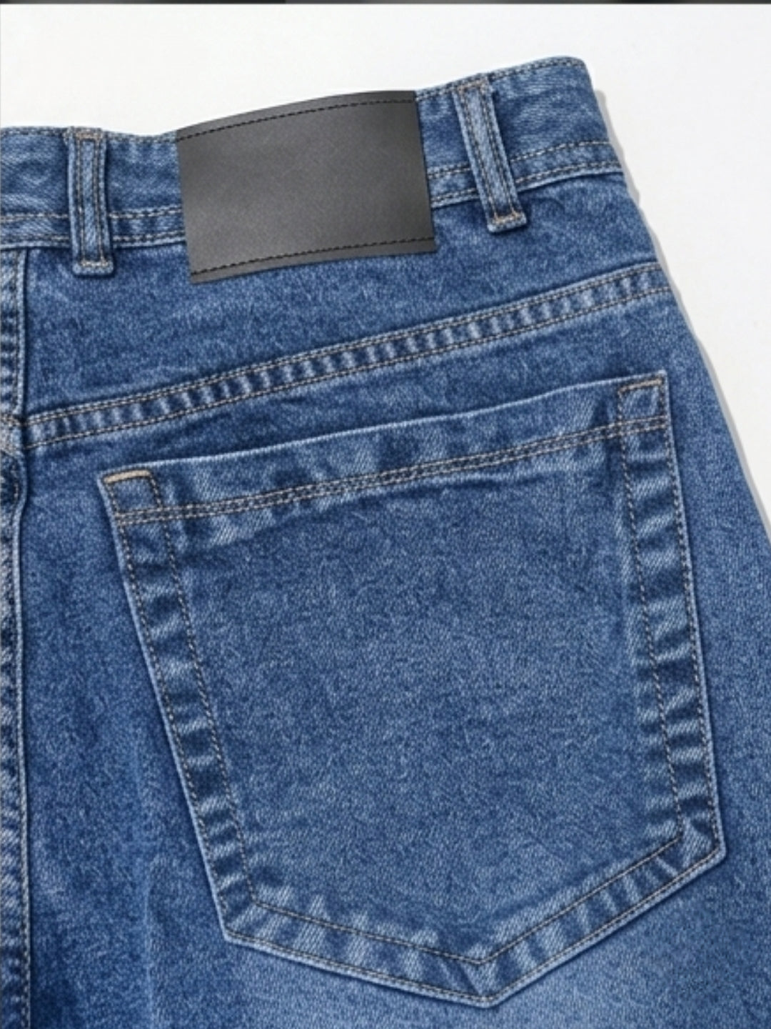 Premium Men’s Lycra Stretch Baggy Whisker Wash Denim Blue