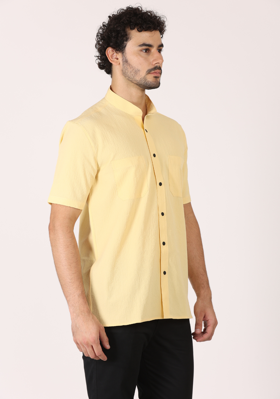 Chinese Collar Yellow Shirts For Men