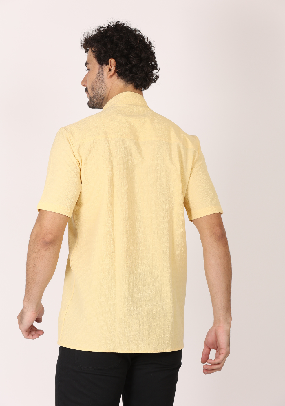 Chinese Collar Yellow Shirts For Men