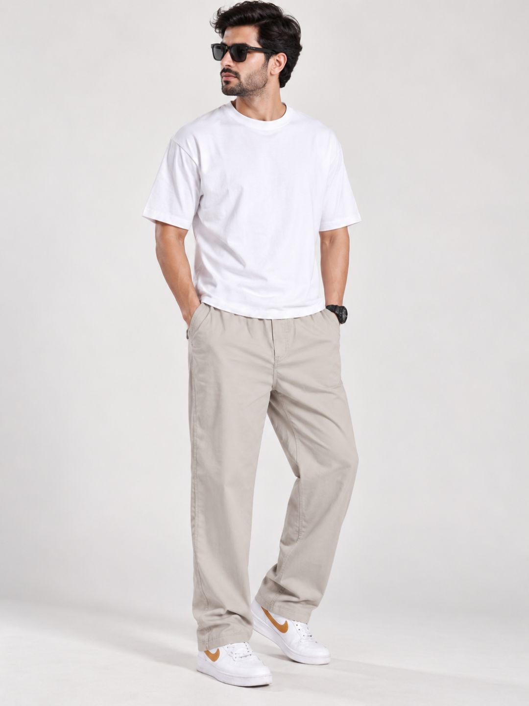 Premium Classic Cotton Trousers - Cream