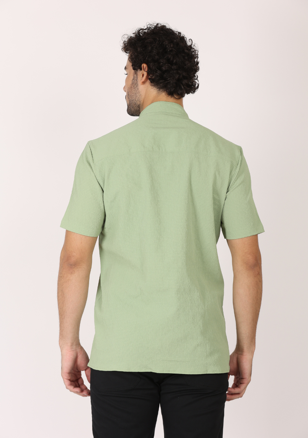 Chinese Collar Green Shirts For Men