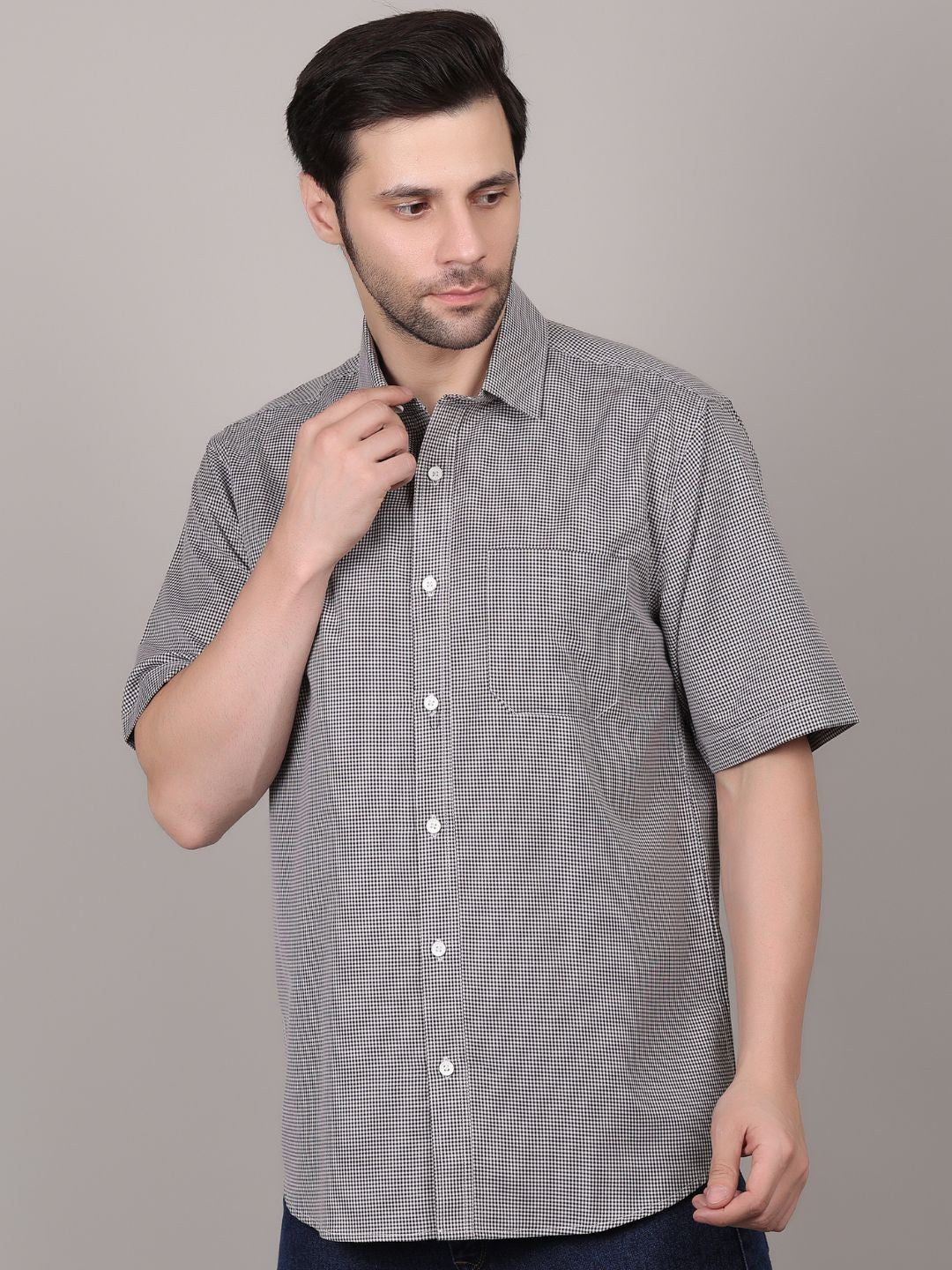Men's Dots Printed Black Casual Shirt