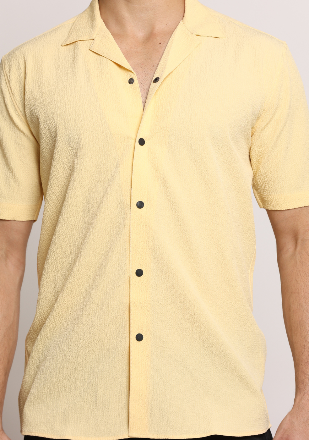 Safari Collar Yellow Shirt For Men