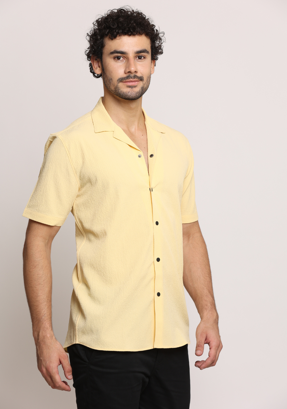 Safari Collar Yellow Shirt For Men
