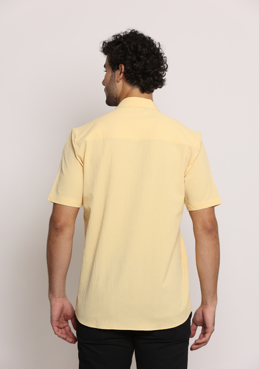 Safari Collar Yellow Shirt For Men