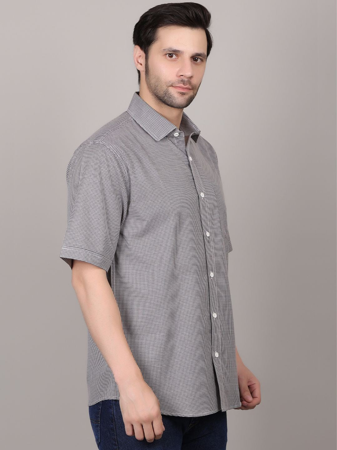 Men's Dots Printed Black Casual Shirt