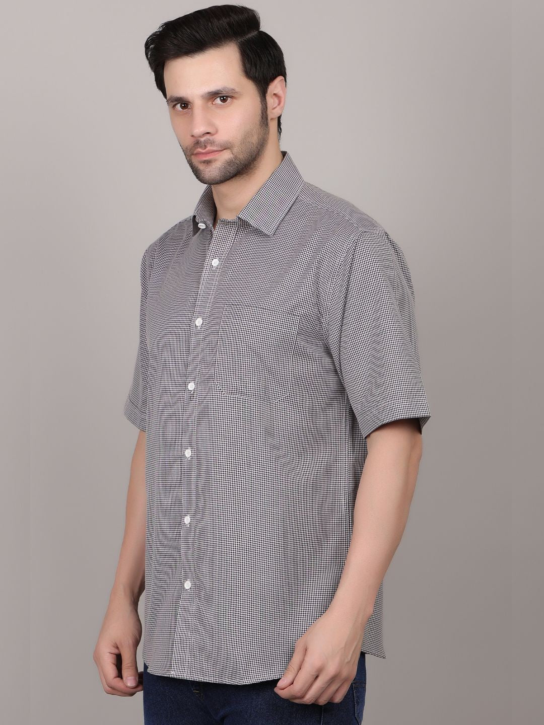 Men's Dots Printed Black Casual Shirt