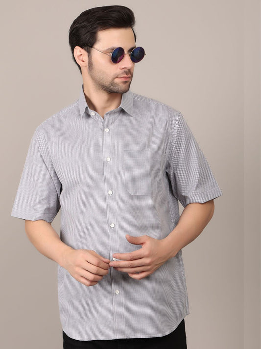 Men's Dots Printed Blue Casual Shirt