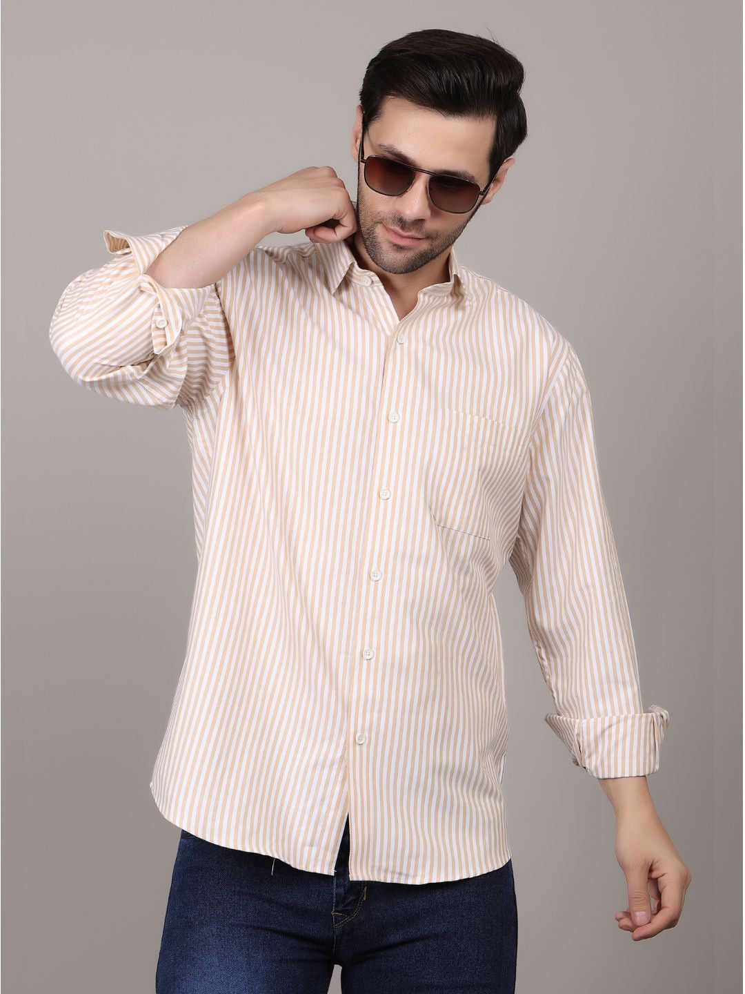 Men's full sleeve lining shirts brown