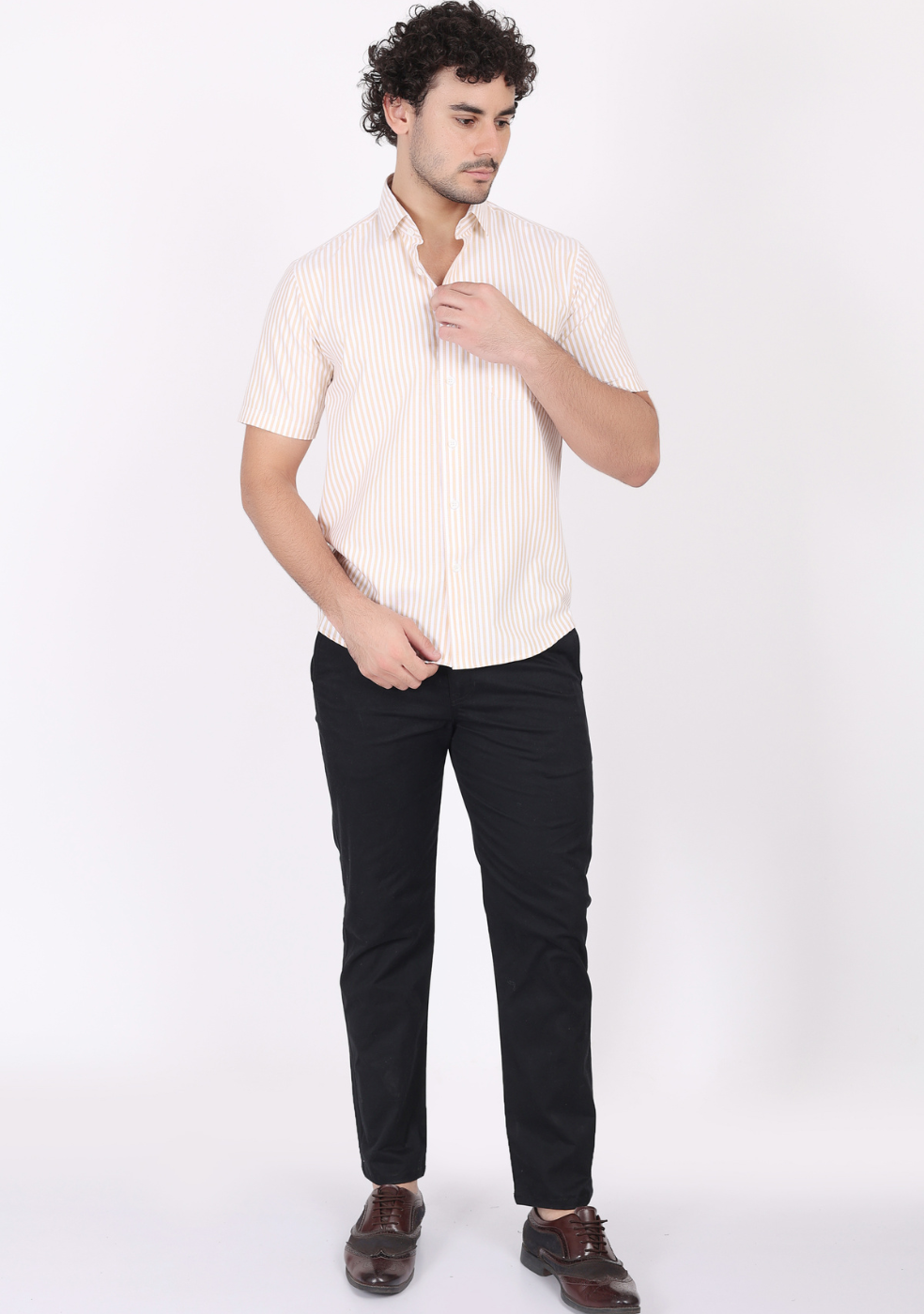 Black Cotton Trousers Regular Fit For Men