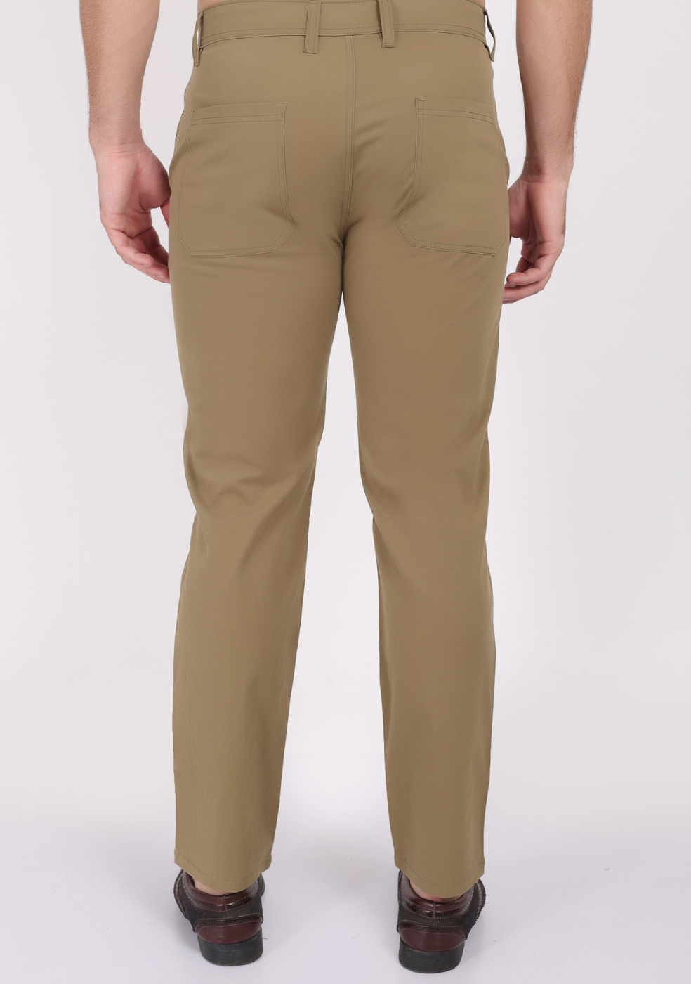 Khaki Cotton Trousers Regular Fit For Men
