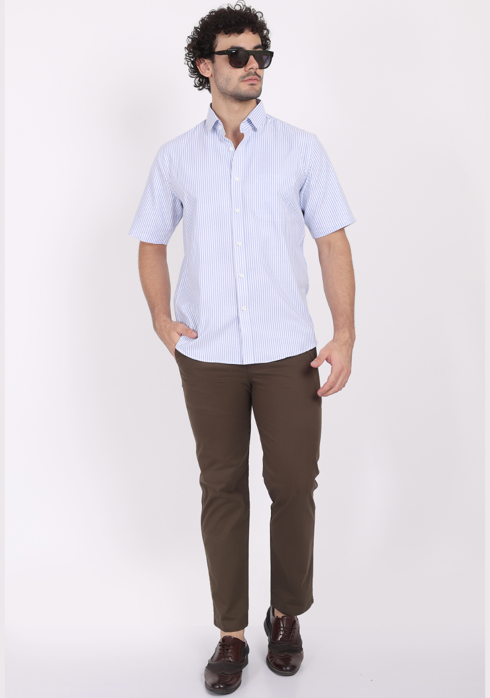BROWN Cotton Trousers Regular Fit For Men