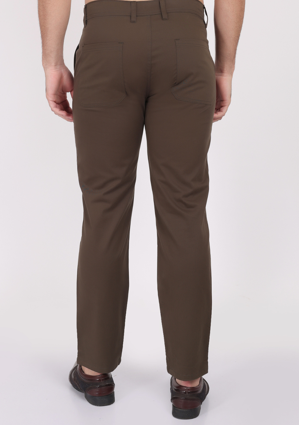 BROWN Cotton Trousers Regular Fit For Men