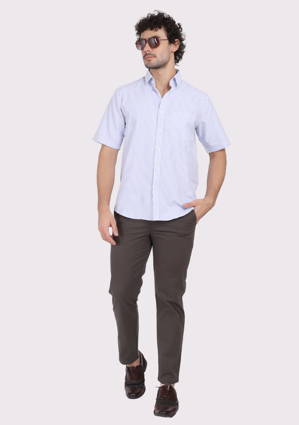 Gray Cotton Trousers Regular Fit For Men