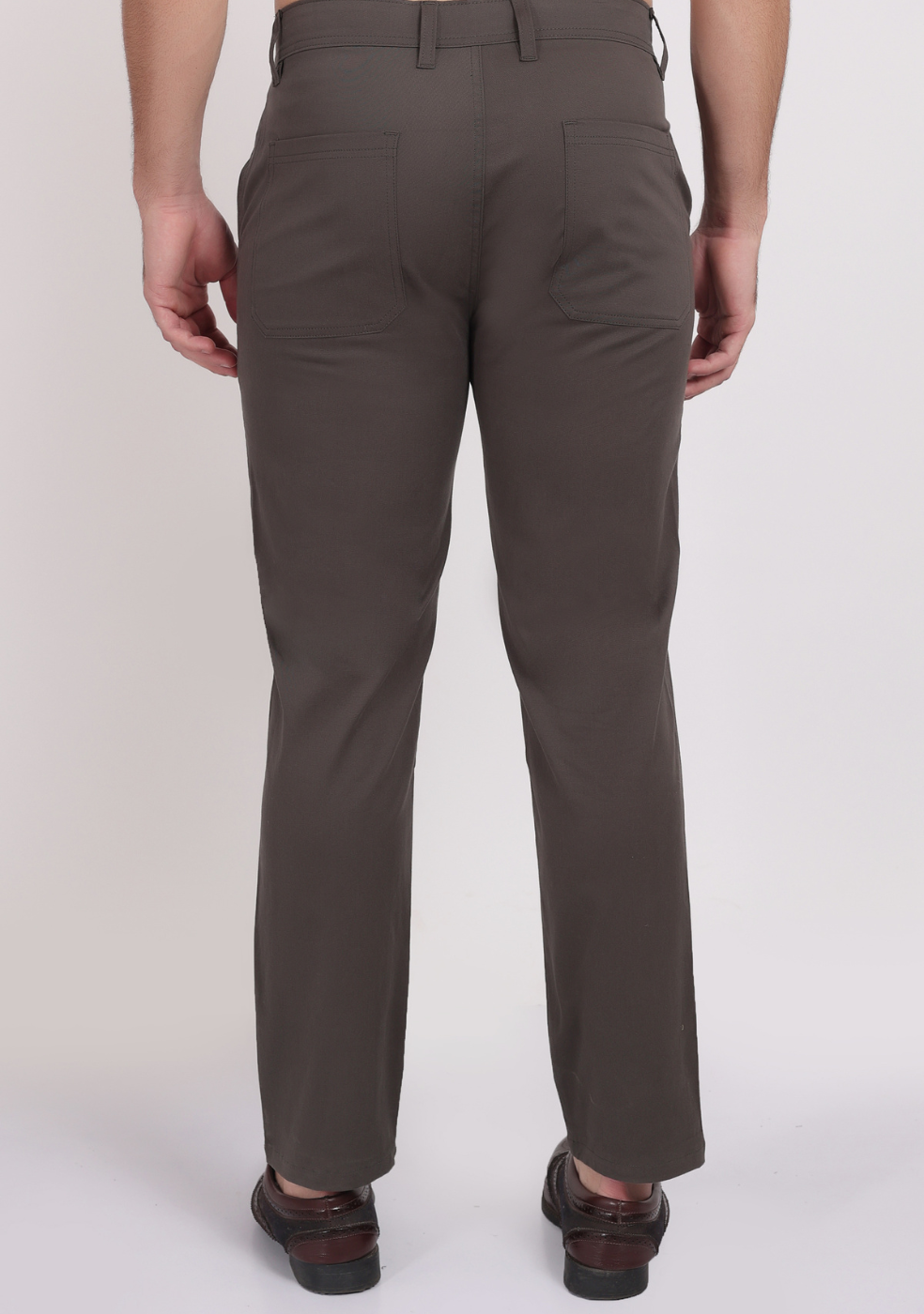 Gray Cotton Trousers Regular Fit For Men
