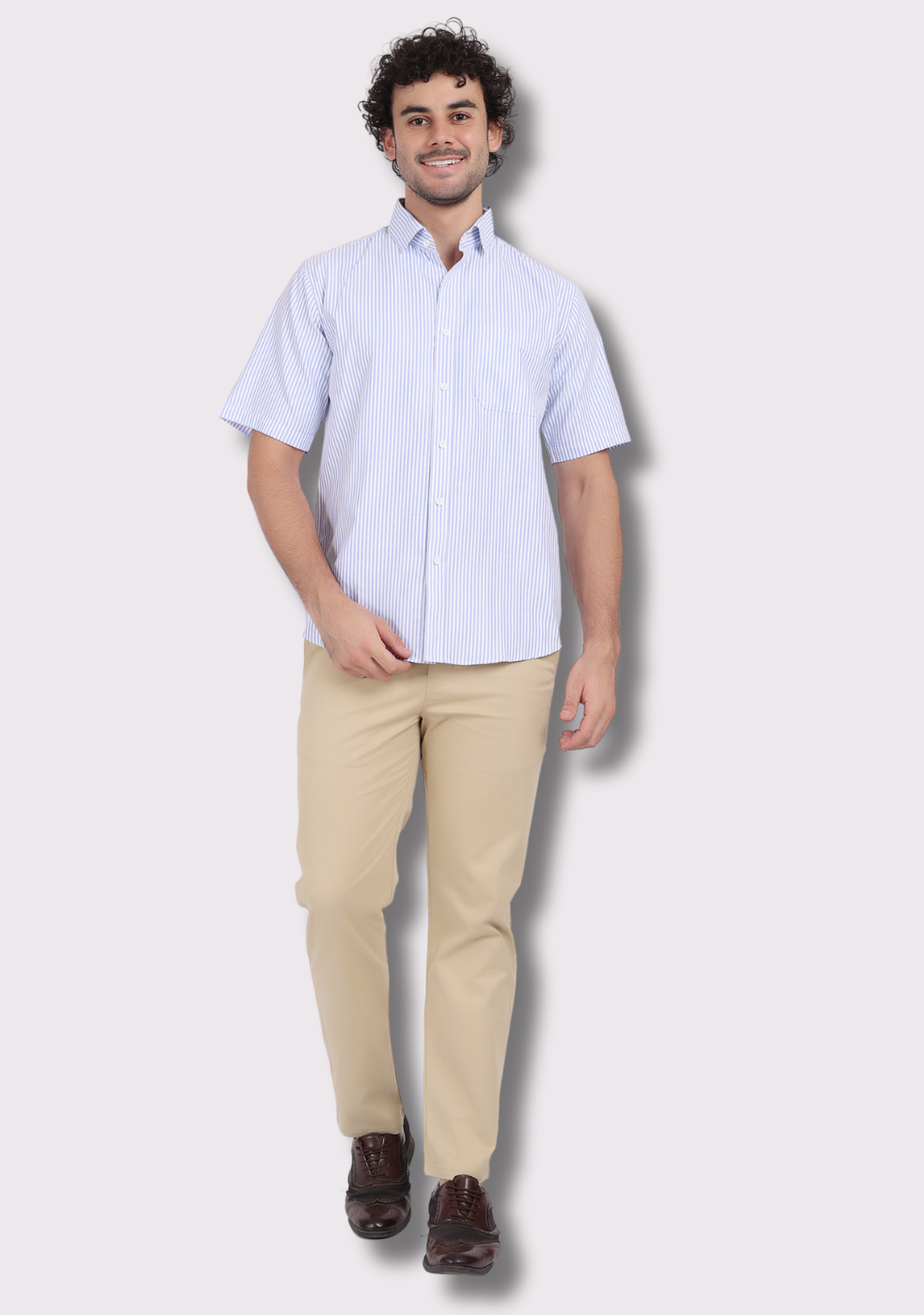 Half Sleeve Lining Blue Shirts For Men