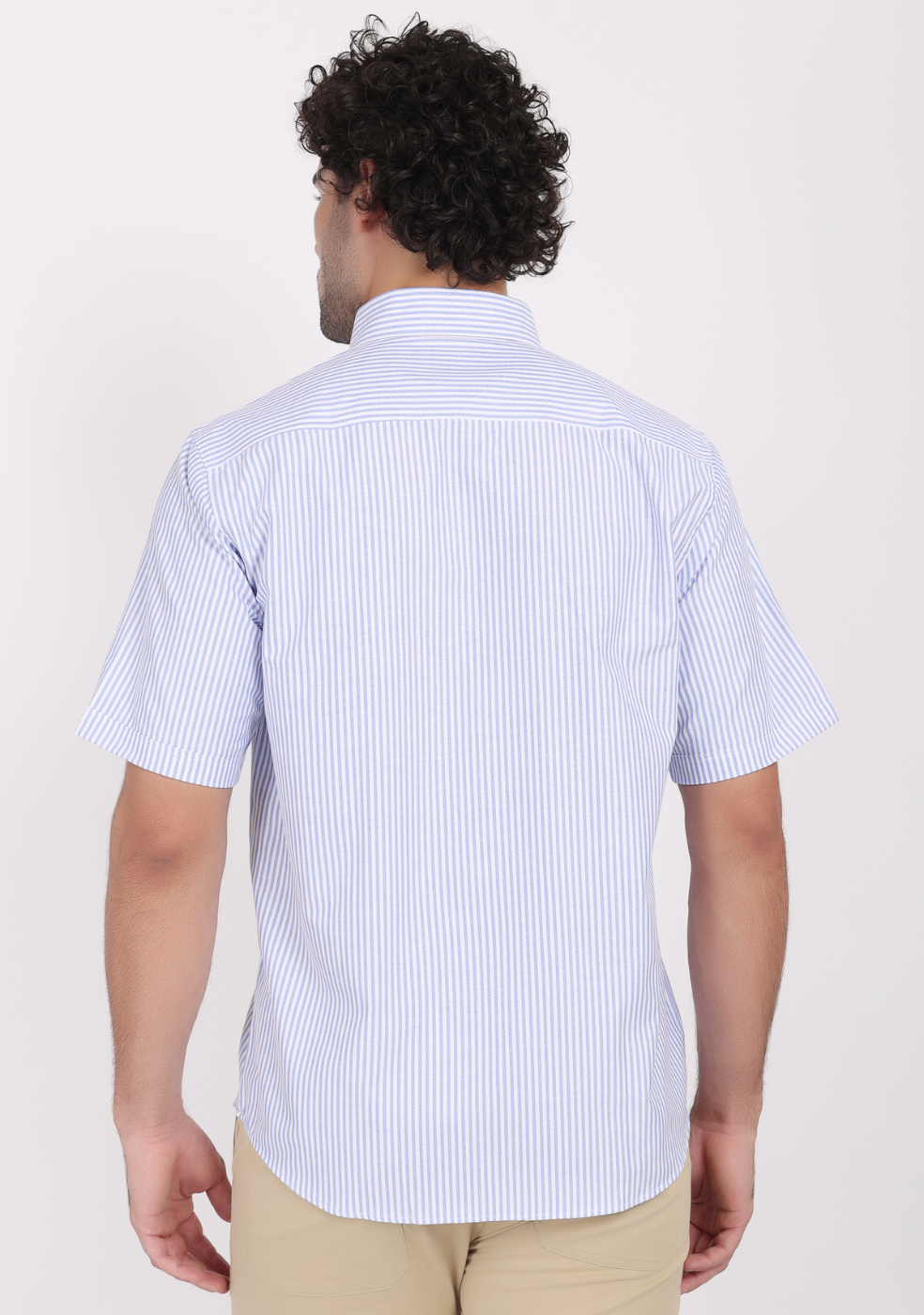 Half Sleeve Lining Blue Shirts For Men