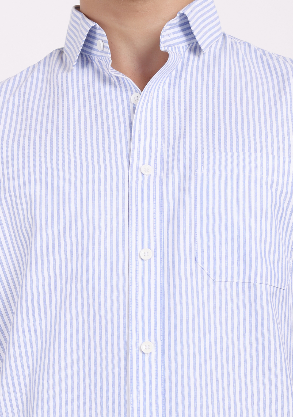 Half Sleeve Lining Blue Shirts For Men