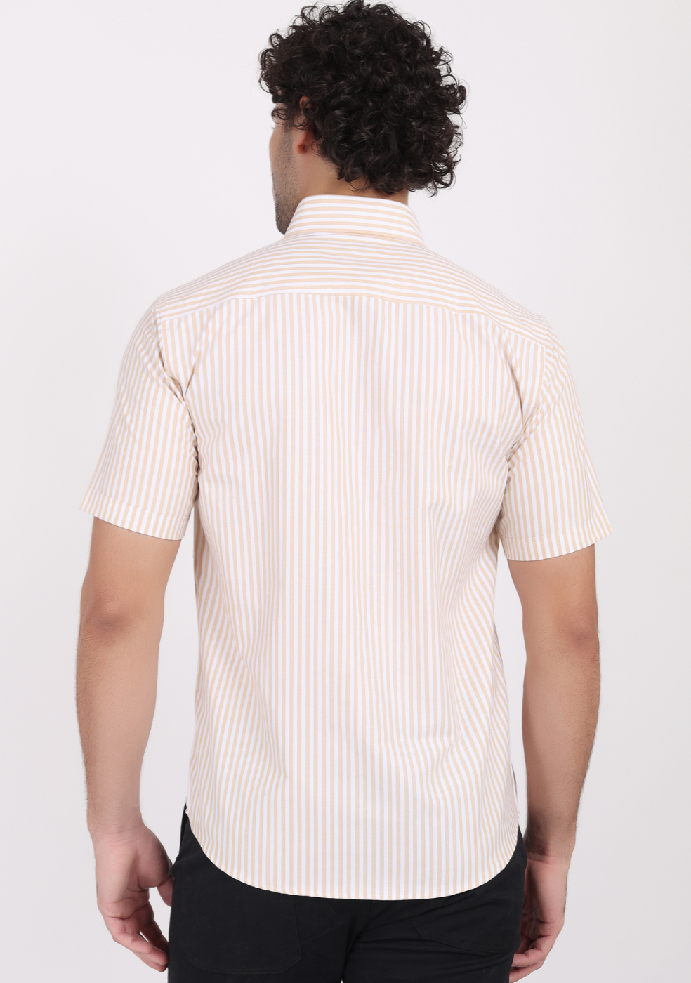 Half Sleeve Lining Brown Shirts For Men