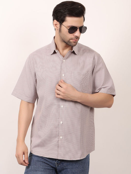 Men's Dots Printed Brown Casual Shirt