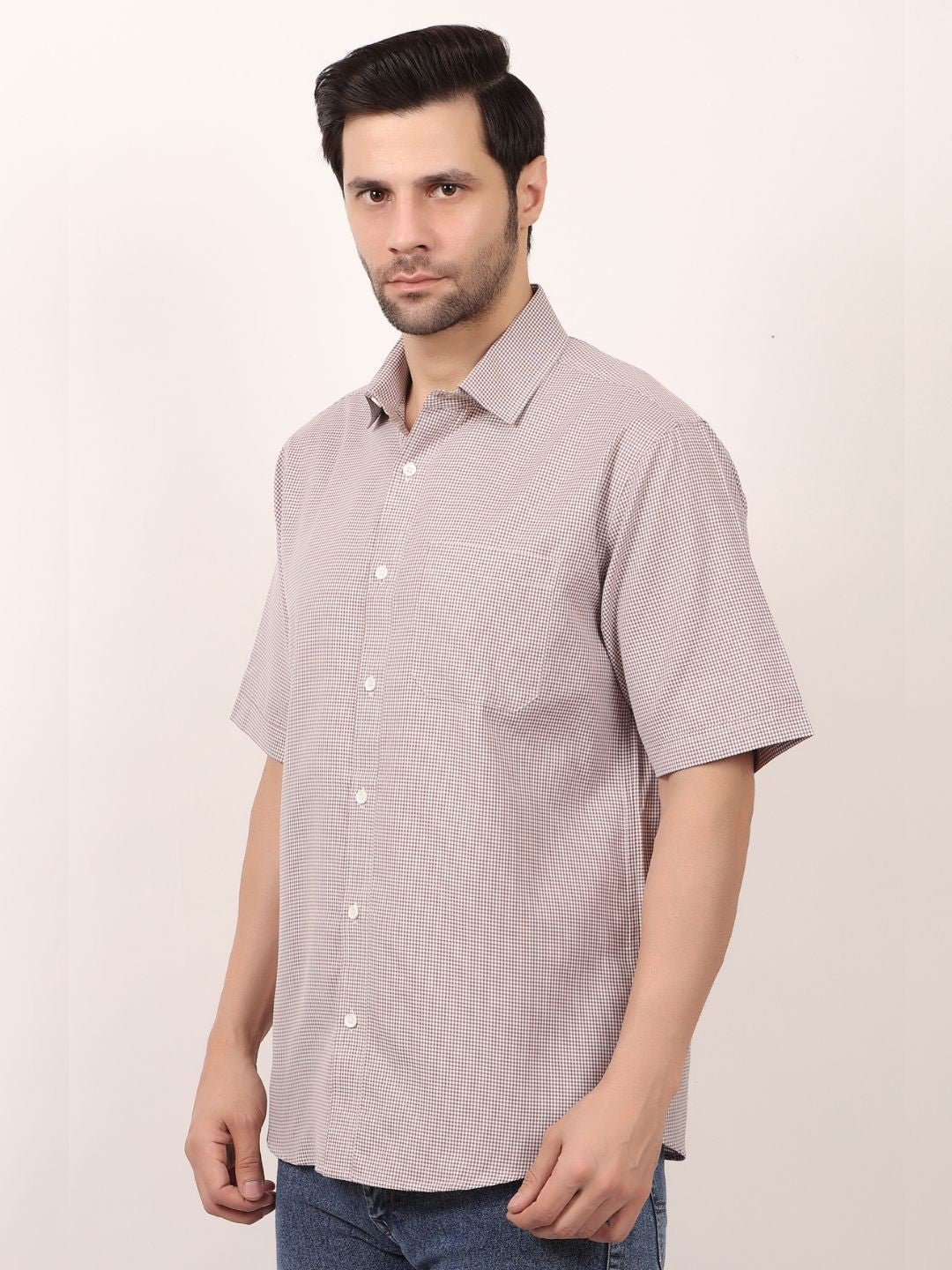 Men's Dots Printed Brown Casual Shirt