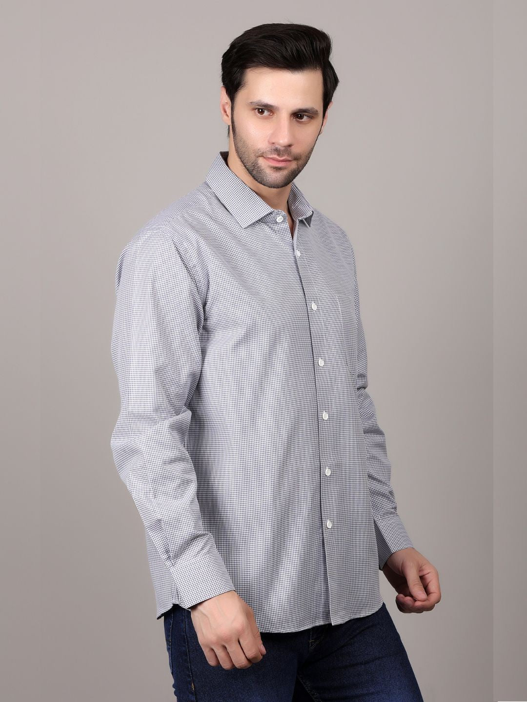 Blue Dots Printed Cotton Casual Shirt For Men
