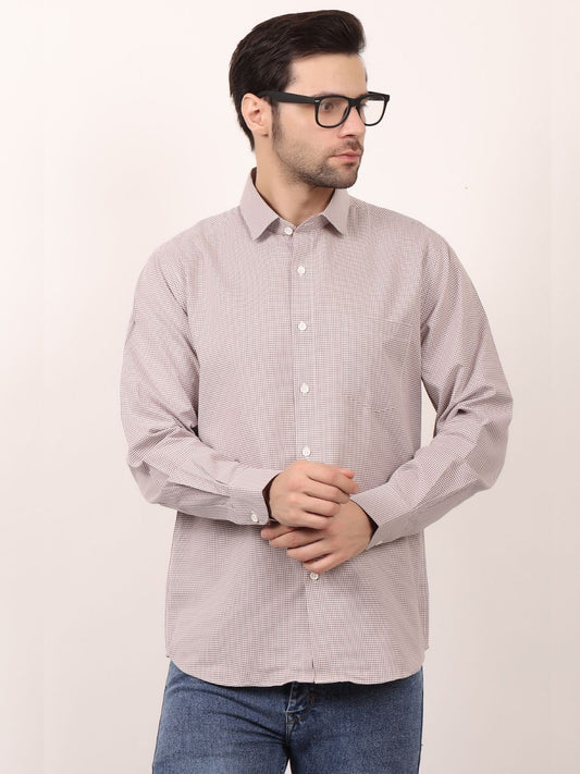 Brown Dots Printed Cotton Casual Shirt For Men