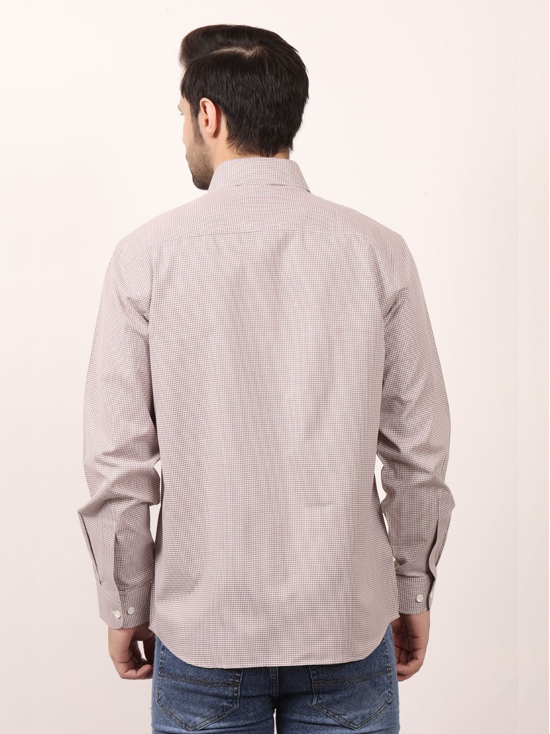 Brown Dots Printed Cotton Casual Shirt For Men