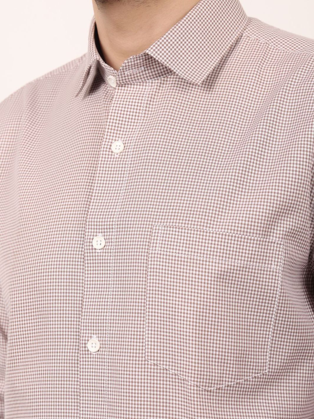 Brown Dots Printed Cotton Casual Shirt For Men