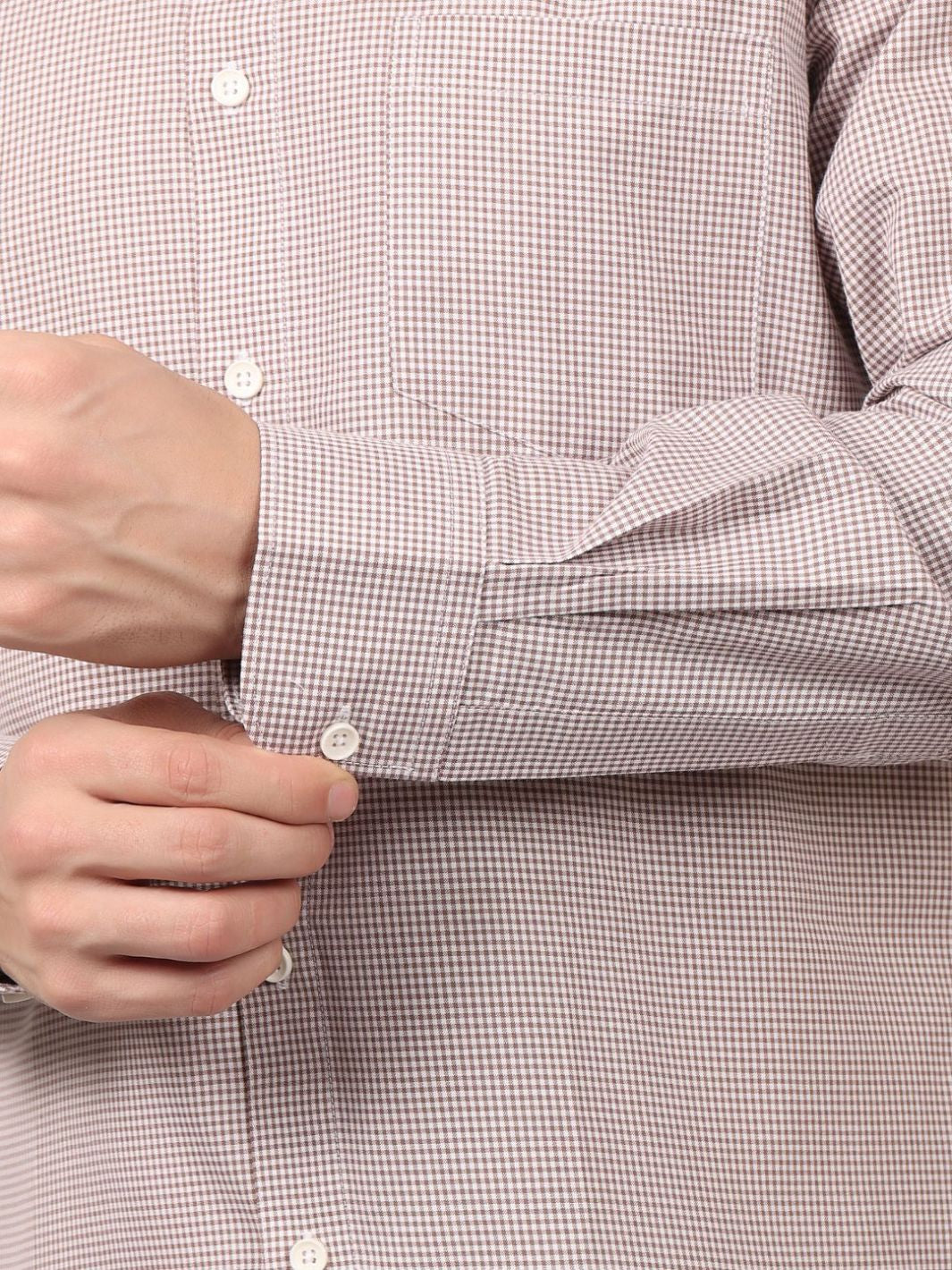 Brown Dots Printed Cotton Casual Shirt For Men