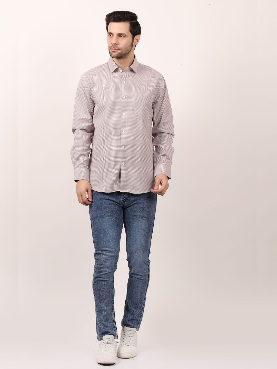 Brown Dots Printed Cotton Casual Shirt For Men