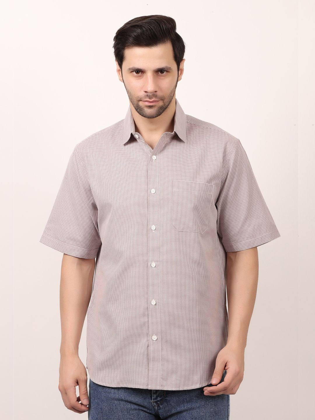 Men's Dots Printed Brown Casual Shirt