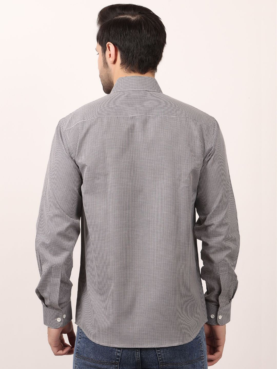Black Dots Printed Cotton Casual Shirt For Men