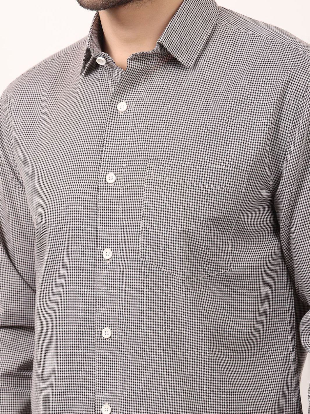 Black Dots Printed Cotton Casual Shirt For Men
