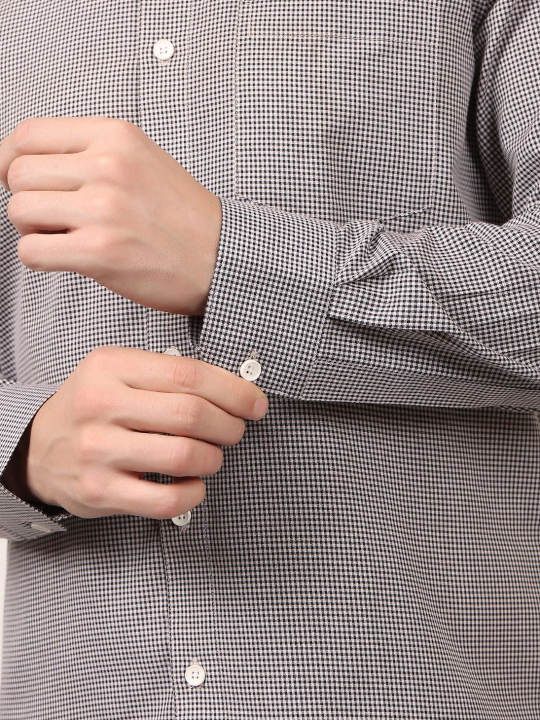 Black Dots Printed Cotton Casual Shirt For Men