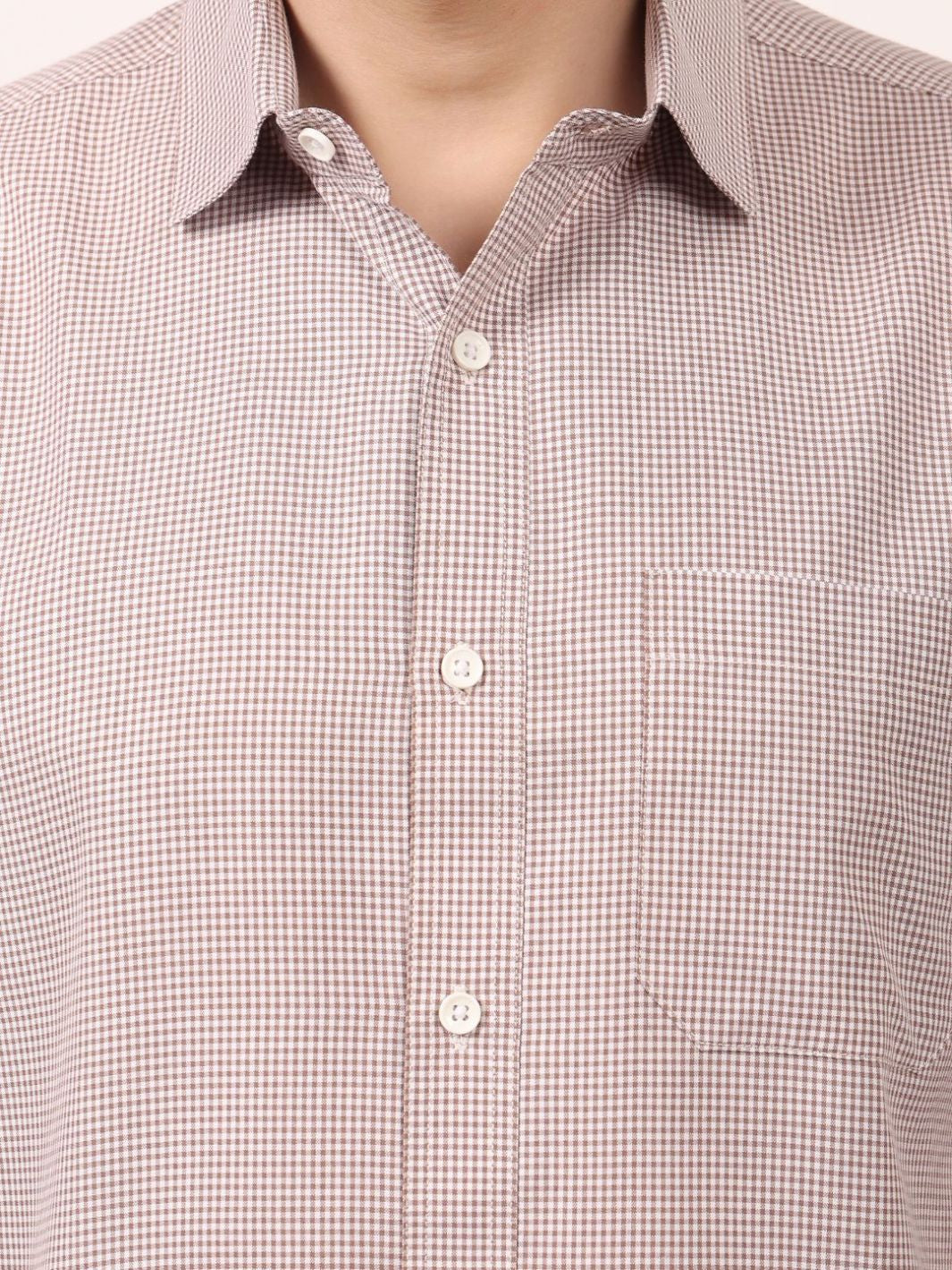 Men's Dots Printed Brown Casual Shirt