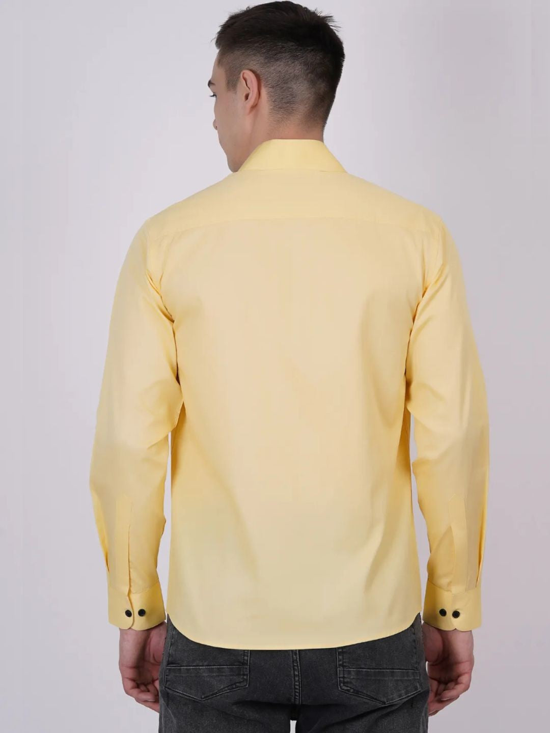 Yellow Formal Shirts For Men Without Pocket
