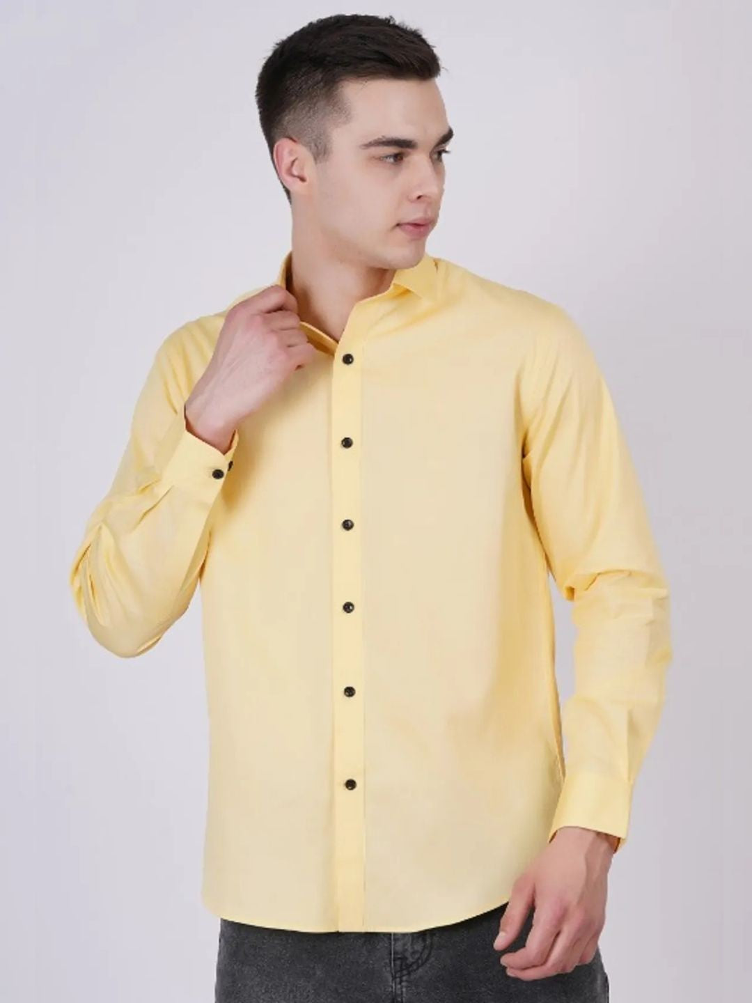 Yellow Formal Shirts For Men Without Pocket