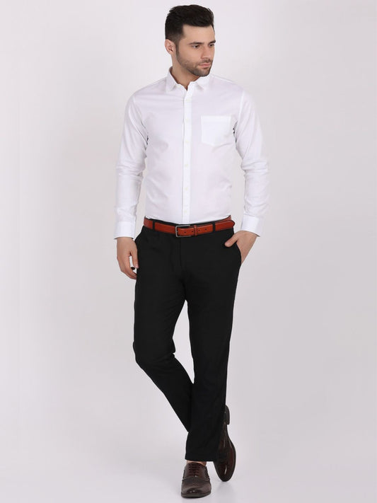 White Formal Shirts For Men With Single Pocket