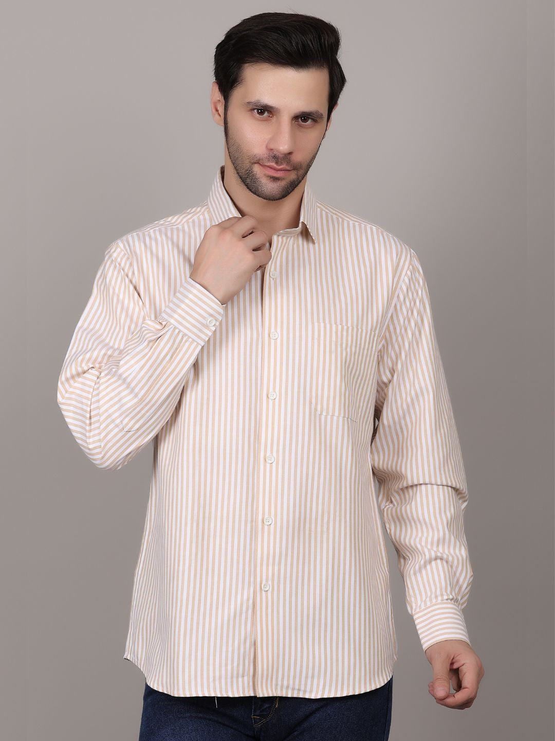 Men's full sleeve lining shirts brown