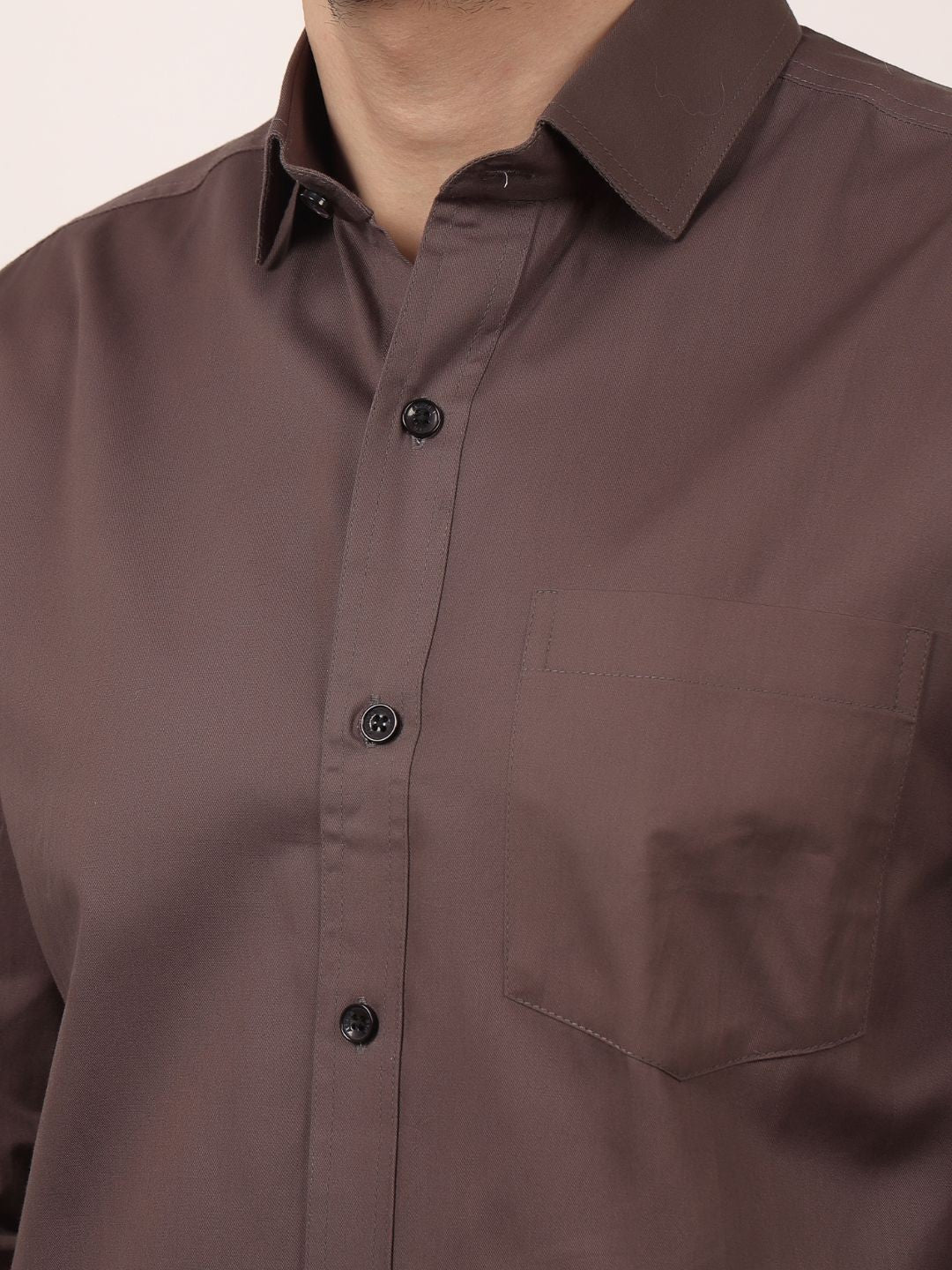 Gray Formal Shirts For Men With Single Pocket