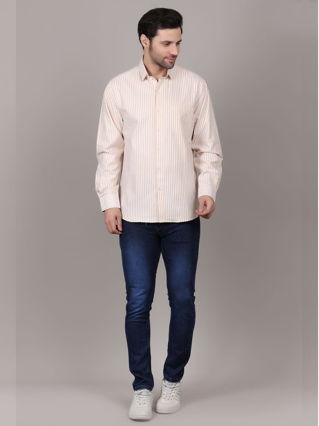 Men's full sleeve lining shirts brown