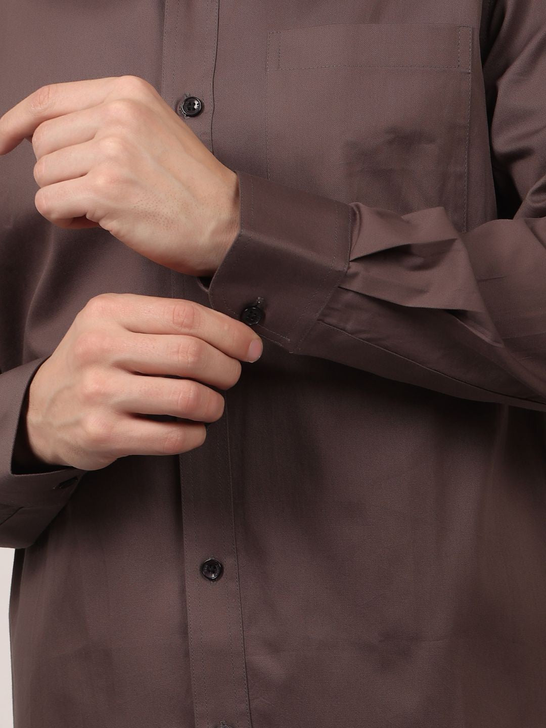 Gray Formal Shirts For Men With Single Pocket