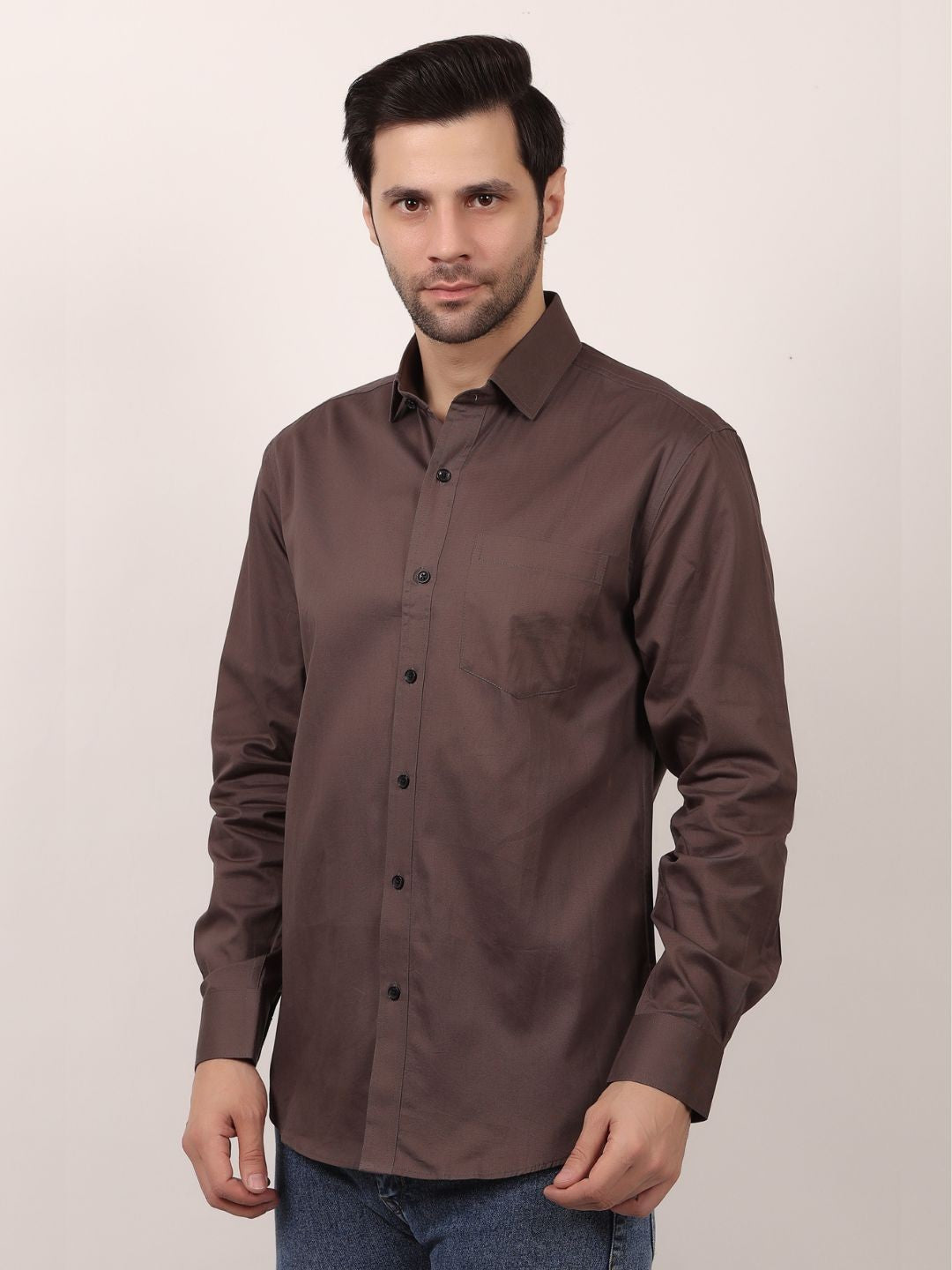 Gray Formal Shirts For Men With Single Pocket