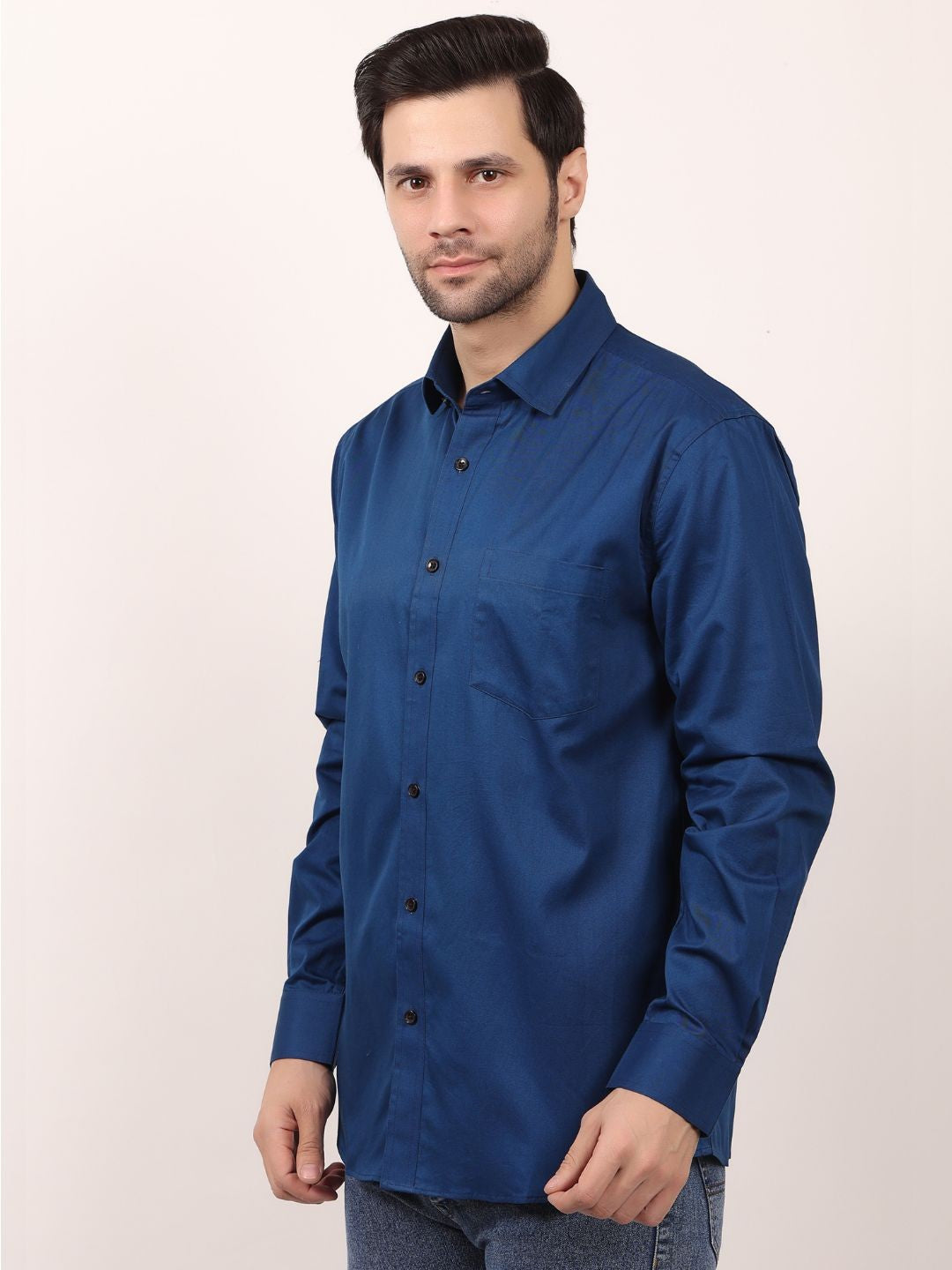 Blue Formal Shirts For Men With Single Pocket