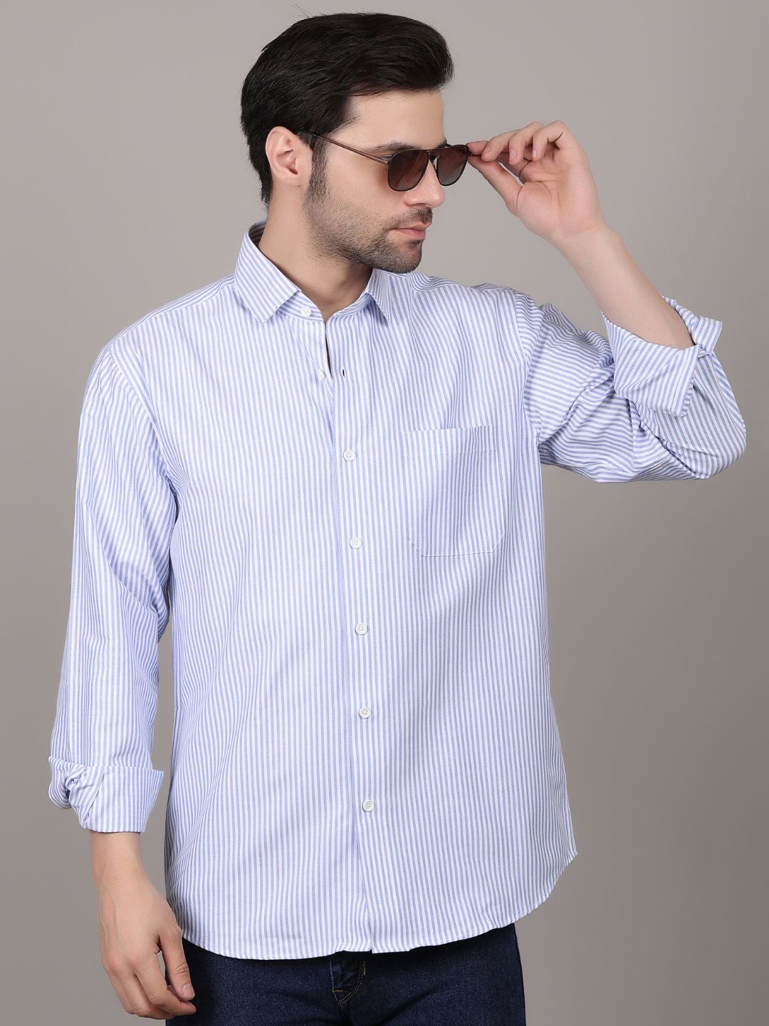 Men's full sleeve lining shirts blue