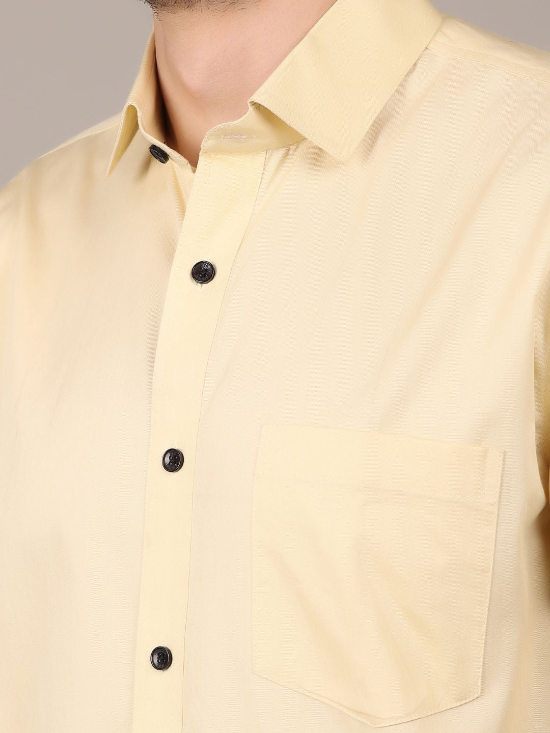 Lemon Formal Shirts For Men With Single Pocket