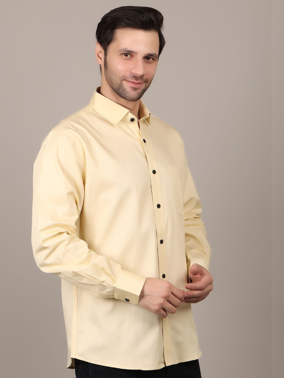 Lemon Formal Shirts For Men With Single Pocket