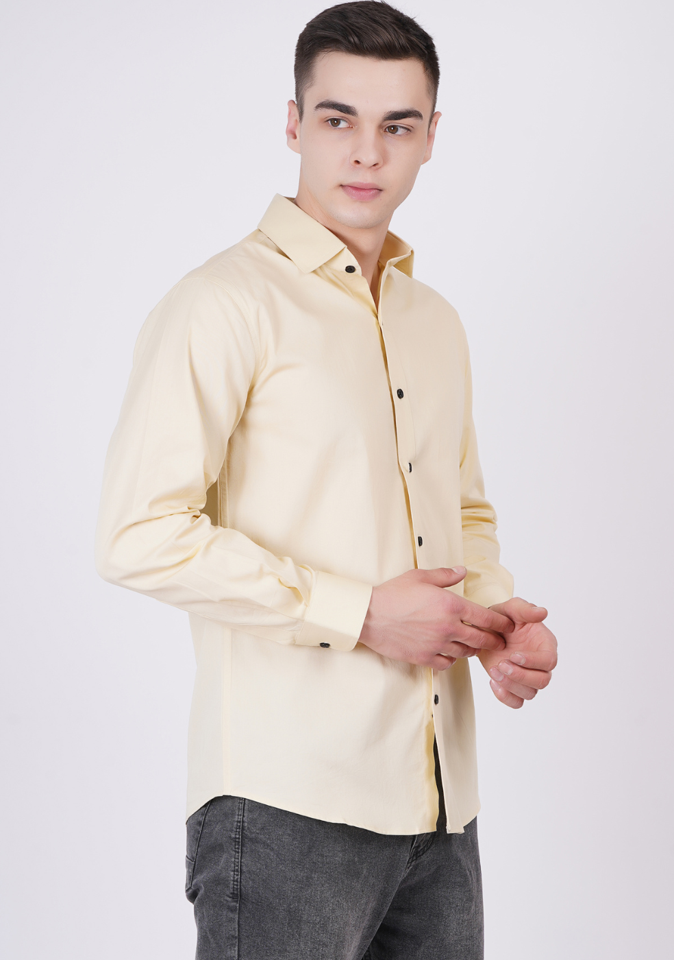 Lemon Formal Shirts For Men Without Pocket